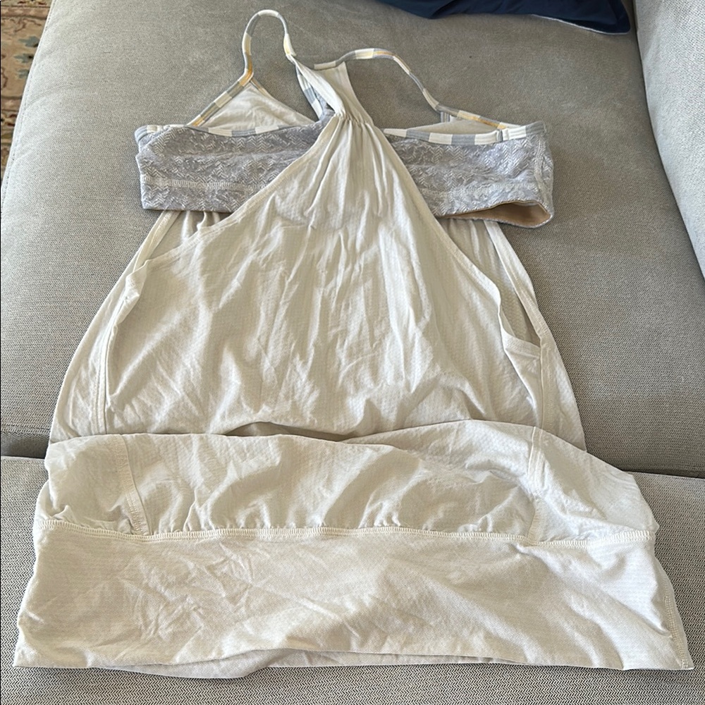 Lululemon Athletica Cream Tank Top w/attached sports bra